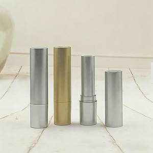 Nuevos tubos de lápiz labial de 3.5g, tubos vacíos para bálsamo labial, tubos de lápiz labial DIY de alta gama en acabado mate plateado y dorado, tubos vacíos para cera labial. - Product Image 1