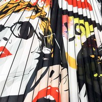 Nouvelle Collection Tissu Plissé Imprimé Mousseline de Soie à Motif Dessin Animé en Polyester Extensible Respirant de Haute Qualité pour Vêtements de Mariage – Vente Flash