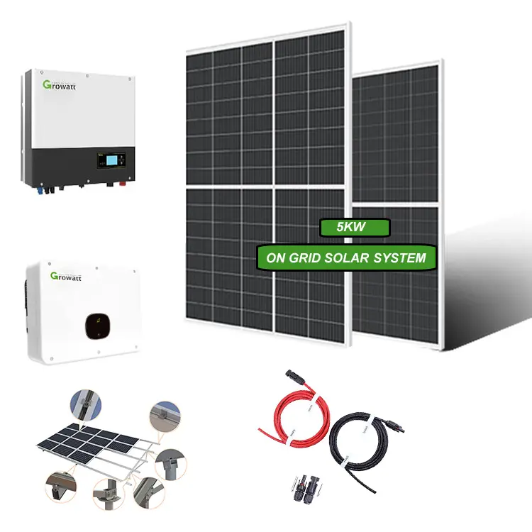 5kva on grid sistema di energia solare 5kw pannelli completi solares 5000w pannello solare
