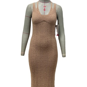 Robe longue en tricot pour femme <span class=keywords><strong>Keisha</strong></span>, robe sexy, fabrication sur mesure OEM & ODM, pull long sans manches pour femme, vêtements fantaisie pour femme, pull en tricot - Product Image 3