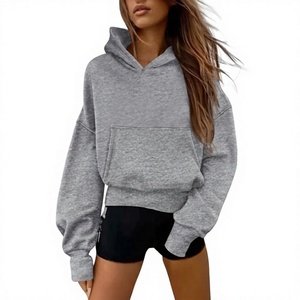 Sudadera con Capucha Gris para Mujer, Mezcla de Algodón y Felpa, Manga Larga, Estilo Urbano, Estampado de Letras, Transpirable, Ropa de Invierno - Product Image 2