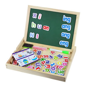 Puzzle magnétique en bois double face polyvalent - Tableau de dessin portable pour enfants pour l'apprentissage des phonétiques et de l'écriture - Product Image 1