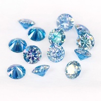 Moissanite de qualité supérieure 1 carat, taille brillant, couleur bleue, GH VVS, 6,5 mm, pierre précieuse lâche avec jeu de couleurs/effet de feu pour la fabrication de bijoux