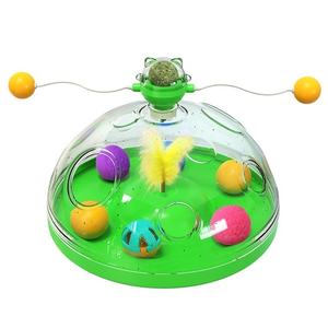 Bola de juguete interactivo para gatos, molino de viento de hierba gatera con plumas verdes, Bola de rompecabezas, estimulador del apetito, gatos divertidos - Product Image 5