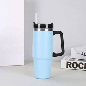 Stainless Steel Tumbler 30Oz Vacuum Insulated <b>With</b> <b>Straw</b> Travel Mug Minimalist Design Pastel Colors - Product Image 3