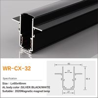 Rail d'éclairage commercial extensible librement, en alliage d'aluminium anodisé magnétique connectable, 1M/2M/3M