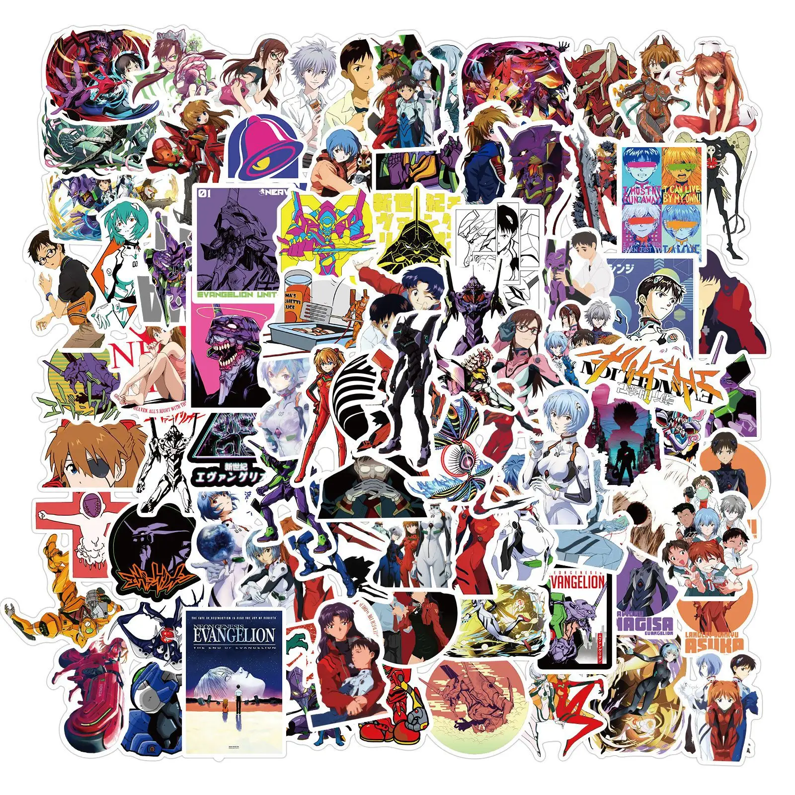 100Pcs Anime Neon Genesis EvangelionnStickers Decorative Label For Luggage Laptop Motorcycle Notebook Vinyl Waterproof Sticker