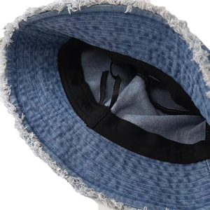 Sombrero de Pescador Estilo Coreano, de Mezclilla, con Ala Ancha, Protección Solar, Unisex, Primavera/Verano, de Algodón, Azul Cielo, Azul Oscuro, Azul Claro - Product Image 4