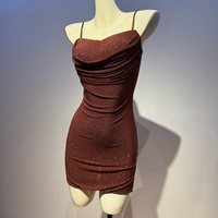 Kaffeebraunes Strass-Rückenfreies Slip-Kleid, Luxuriöses Minimalistisches Sexy Spaghetti-Träger Abendkleid für Geburtstag Bankett Party