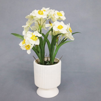 Fleurs artificielles de narcisse de 36 cm de haut, bonsaï d'intérieur, plante de narcisse artificielle
