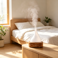 Diffuseur d'arômes ultrasonique pour huiles essentielles, petit humidificateur de bureau à effet bois, machine à parfum pour la maison et la chambre