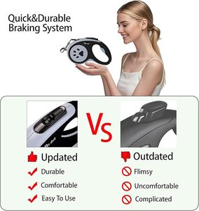 Tangle-Free One-Handed Brake 5M/16FT Extendable <strong>Dog</strong> <strong>Lead</strong> with <strong>Strong</strong> Nylon Tape - Product Image 4