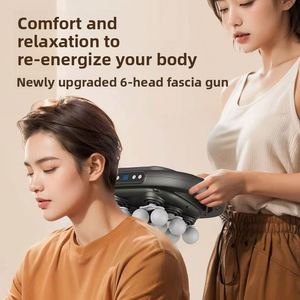 Pistolet de massage LCD à 6 têtes, masseur portable pour tissus profonds, appareil de massage avec batterie 2000 mAh pour le corps, la taille, le dos, vibrations haute fréquence - Product Image 3
