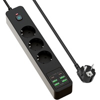 Multiprise européenne 6 prises USB, 2 mètres, protection contre les surcharges, 3 prises spécifiques UE