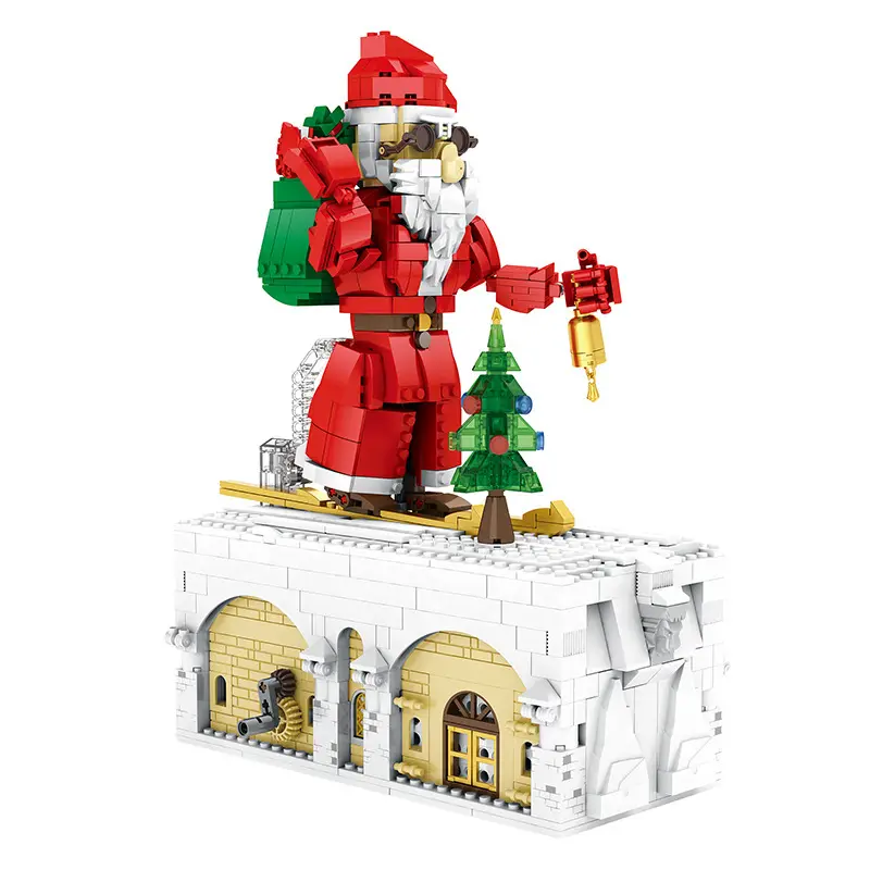 Reorix 66001 Santa Coming giáng sinh Series cho các khối xây dựng xây dựng đồ chơi giáng sinh quà tặng cho trẻ em Đồ chơi
