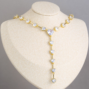 Collana Tennis con Cuore in Zirconia Cubica Rosa Ghiacciata, Placcata <span class=keywords><strong>Oro</strong></span>, con Pendente a Cuore per Gioielli da Donna - Product Image 3