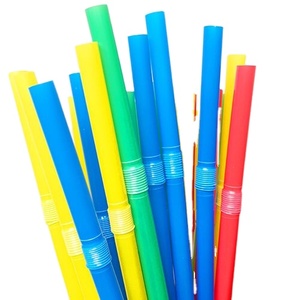 Pajitas Flexibles de Plástico para Bebidas, Coloridas/Estriadas, para el Hogar, Bar, Fiestas - Product Image 1