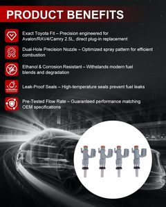 Set Injektor Bahan Bakar 2019-2022 4 Buah Katup Semprot 2 Lubang untuk Toyota Avalon untuk RAV4 dan untuk Camry 2.5L Kondisi Baru Suku Cadang Mesin - Product Image 2