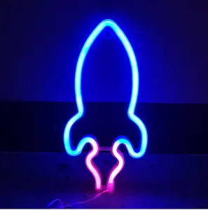 MARCH EXPO 2022 Lampu LED Neon Roket Kreatif Dekorasi Meja Dinding USB Bertenaga Baterai