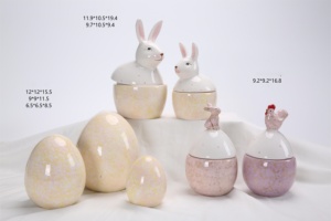 Peinture colorée Céramique Mignon animal <span class=keywords><strong>Oeuf</strong></span> pot <span class=keywords><strong>de</strong></span> bonbons et pot à biscuits et pot <span class=keywords><strong>de</strong></span> <span class=keywords><strong>chocolat</strong></span> - Product Image 6