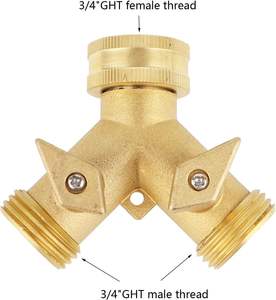 Tubo da giardino in rame 2 vie Splitter in ottone tubo da giardino <span class=keywords><strong>rubinetto</strong></span> Splitter per irrigazione acqua da giardino - Product Image 2