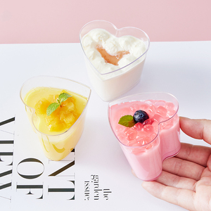 Mingyu 使い捨て ハート型 デザートカップ 蓋付き PS素材 業務用品 - Product Image 1