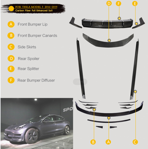 Factory OEM ODM High Quality Dry Carbon Car Body Parts for Tesla <strong>Model</strong> <strong>3</strong> Carbon Fiber Body Kit - Product Image 4