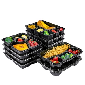 Más de 20 años de experiencia en suministros para restaurantes: Caja de plástico negra desechable para llevar comida, con 4, 5 o 6 compartimentos. - Product Image 1