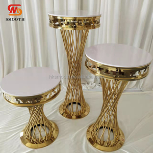 SMOOTH Wedding Events Birthday Party <b>Decorative</b> Gold Stainless Steel Round Cake <b>Table</b> - Product Image 3