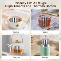 Infuseur à thé en maille fine avec chaîne, compatible théières et tasses, réutilisable, multi-tailles, compatible lave-vaisselle, avec plateau de récupération des infusions, vente en gros, direct usine