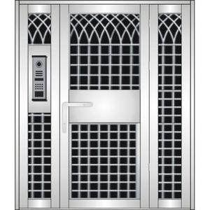 Porte de sécurité en acier inoxydable avec grille anti-effraction, design industriel, porte d'entrée extérieure - Product Image 1