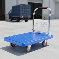 Chariot de courses pliable à quatre roues en plastique, capacité 300 kg, OEM
