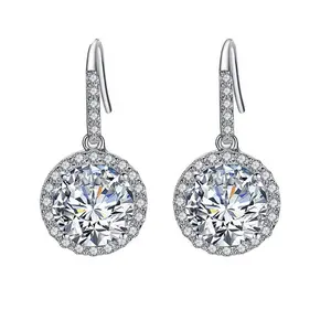PUSHI fashion minimalist charm laser 18 k cut earrings jewelry 3 carat Au750 set with diamond earrings moissanite earrings