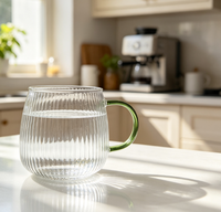 Mug mignon en verre borosilicate soufflé à la main 350 ml, réutilisable, compatible lave-vaisselle, pour fêtes, décorations de maison