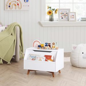 Banc de rangement pour enfants en bois blanc moderne <span class=keywords><strong>avec</strong></span> fente pour livres. <span class=keywords><strong>Coffre</strong></span> multifonctionnel idéal pour ranger les jouets et les articles quotidiens des enfants - Product Image 2
