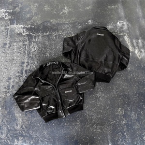 Vestes en cuir PU personnalisées pour hommes, manteau coupe-vent noir épais, veste bomber vintage matelassée en cuir, fabricant - Product Image 1