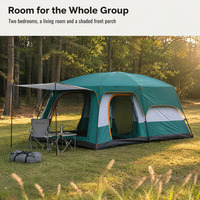 Grande tente de camping familiale pour 4 à 12 personnes, imperméable, avec 2 chambres et un salon, pour le camping en plein air, la plage, les pique-niques et la randonnée
