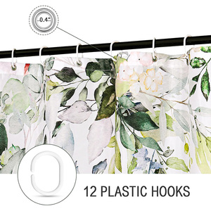 <span class=keywords><strong>Rideau</strong></span> <span class=keywords><strong>de</strong></span> <span class=keywords><strong>douche</strong></span> en tissu imperméable à l'eau avec motif floral <span class=keywords><strong>de</strong></span> plantes aquarelle, 72x72 pouces, hôtels, <span class=keywords><strong>vert</strong></span> <span class=keywords><strong>sauge</strong></span>, eucalyptus, avec crochets - Product Image 2
