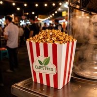 Einweg-Popcornboxen im Großhandel, Bedruckte Weiße Papier-Popcornbehälter, Ölfest für Kiosk und Verkaufsstände