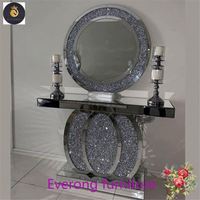 Luminaire de salon luxe personnalisé meuble de table meuble table console italienne en acier inoxydable avec miroir/espejo