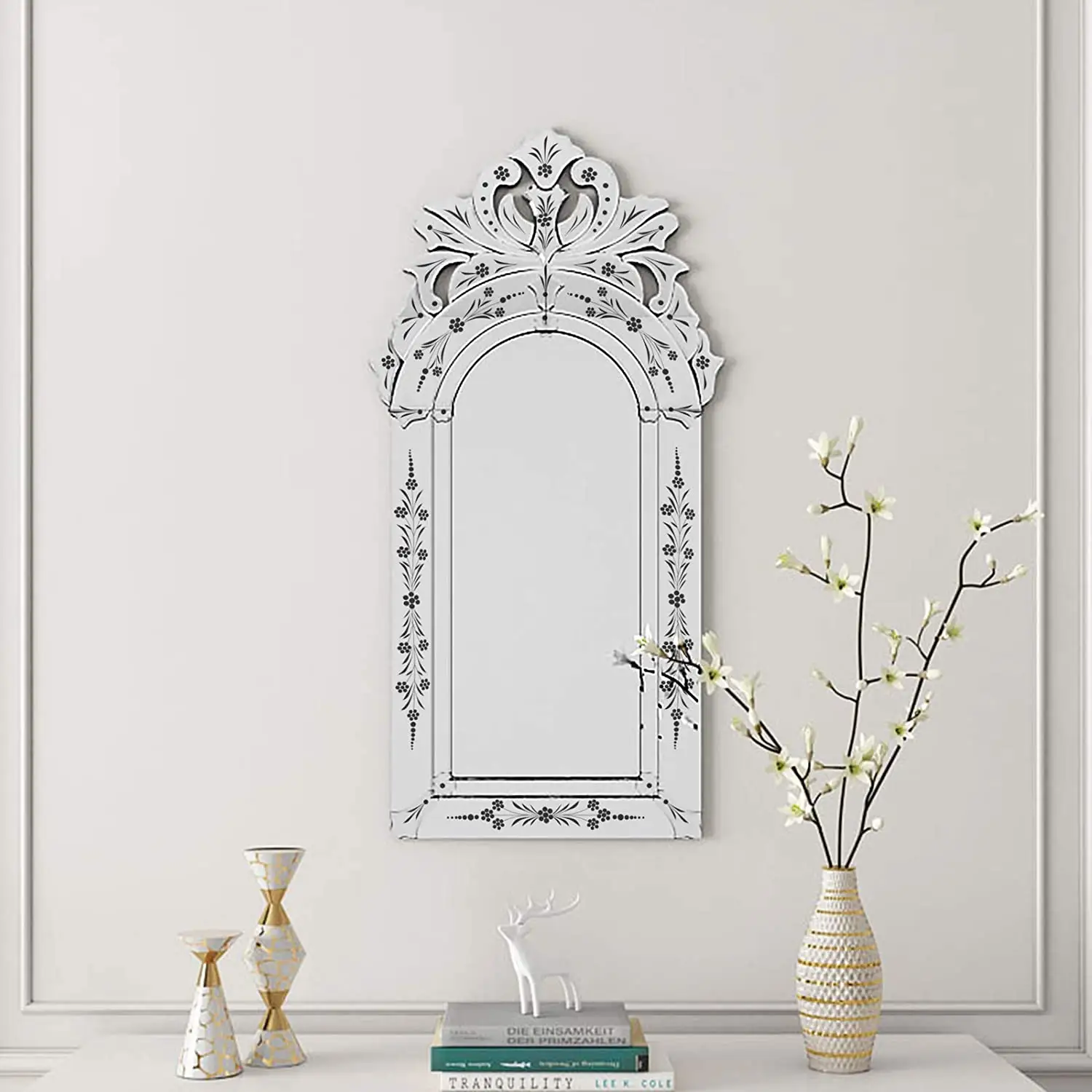 Ornate Rectangle Glass Accent Wall Mounted Venetian Mirror Home Decor 3d Wall Mirror for Living Room Bathroom