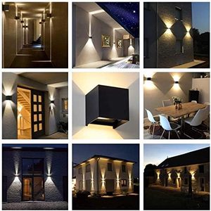 Lampe murale LED carrée moderne en aluminium pour extérieur, étanche, noire et blanche, haute luminosité, pour escalier de jardin - Product Image 3