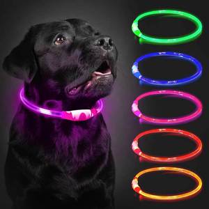 Multi-Color USB Rechargeable <b>LED</b> <b>Light</b> up Dog Collar TPU Cuttable Size Night Anti-lost Waterproof Luminous Glowing Dog Necklace - Product Image 1