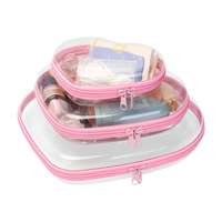 Sacs cosmétiques portables en PVC transparents personnalisés avec logo en forme de cœur JOYSUN, fermeture éclair, trousse de toilette personnalisée avec poignée