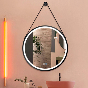 Espejos redondos para baño <span class=keywords><strong>Espejo</strong></span> de pared circular con retroiluminación LED con <span class=keywords><strong>cuerda</strong></span> colgante - Product Image 1