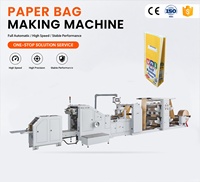 Machine de fabrication de sacs de courses entièrement automatique à alimentation par rouleaux, moteur PLC, haute productivité, équipement d'emballage en carton kraft à fond carré - Offre Spéciale
