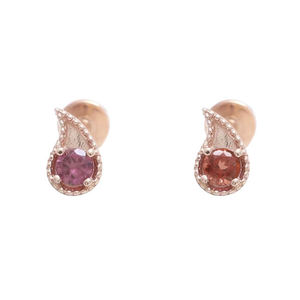 Boucles d'oreilles en or massif 14K, clous à pression sans filetage, garnet almandite rhodolite véritable, labrets pour cartilage, bijoux de piercing - Product Image 4
