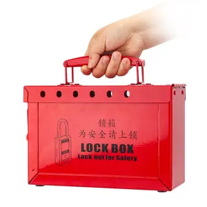 Vendita all'ingrosso 12 lucchetto-La scatola di blocco del gruppo in acciaio portatile rossa contiene fino a 12 lucchetti per serrature e gestione delle chiavi