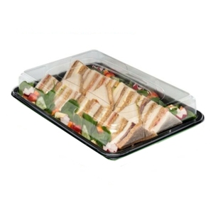 Rectangular Disposable <strong>Plastic</strong> <strong>Tray</strong> Box Lids For Catering Embossed Design Sandwich Cake Food Platters Customizable Size PP - Product Image 6