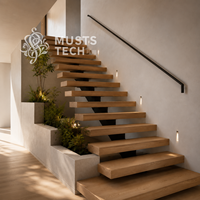 Solution technique de fabrication sur mesure haut de gamme pour escalier mono-poutre dans un intérieur de villa contemporaine